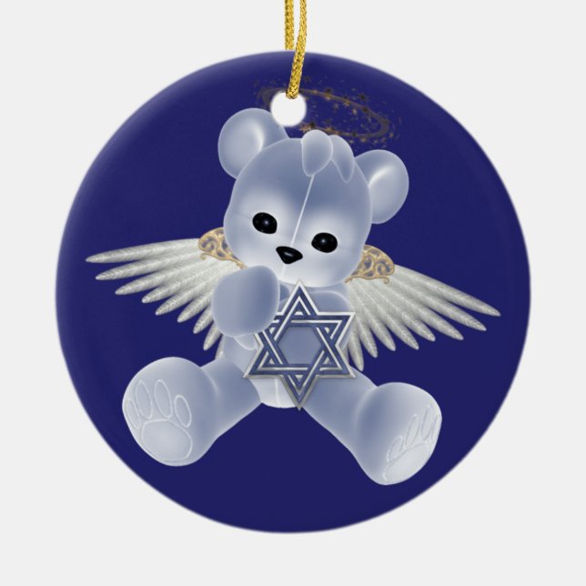 Hanukkah Teddy Bear Keramikornament (Vorne)