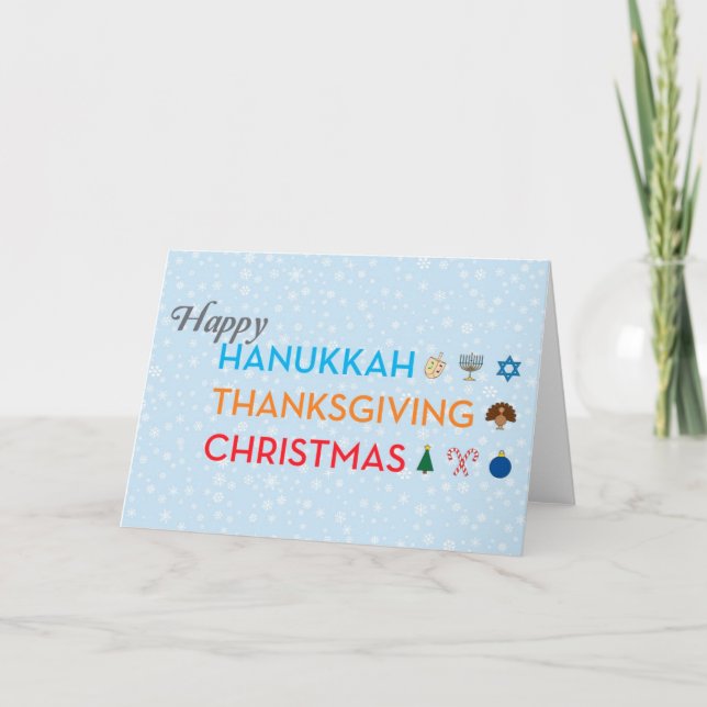 Hanukkah, Thanksgiving, Christmas Card Feiertagskarte (Vorderseite)