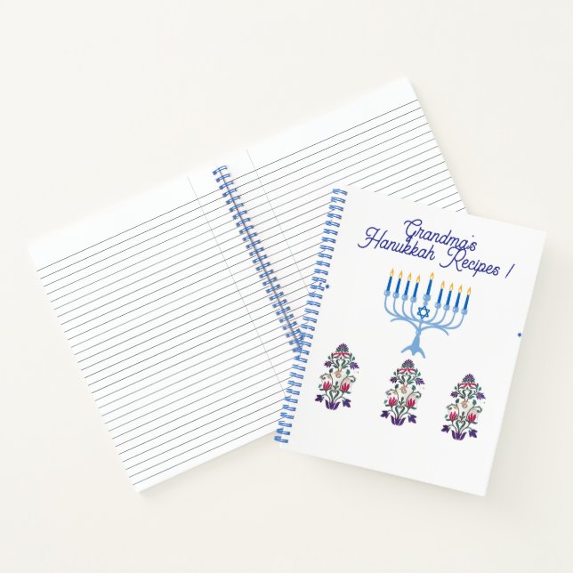 Hanukkah Thema mit Blume menorah Rezept Buch (Innenseite)