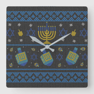 hanukkah- throw pillow quadratische wanduhr