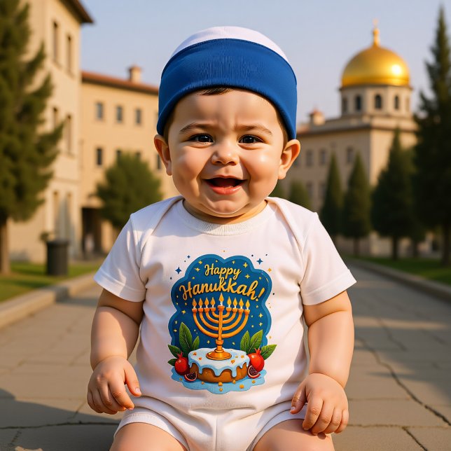 Hanukkah Tiny Tot, Big Simcha Baby Strampler (Hanukkah Tiny Tot, Big Simcha Baby Bodysuit)