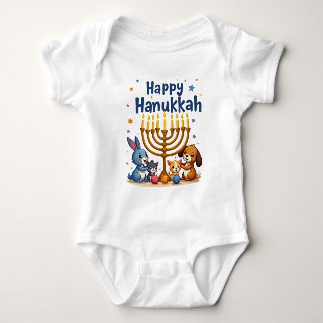Hanukkah Tiny Tots & Dreidel Spots Baby Strampler (Vorderseite)