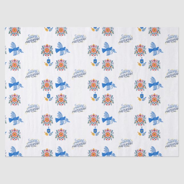 Hanukkah Tissue Paper - dreidel, blumenreich Seidenpapier (Vorderseite)