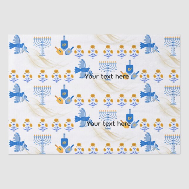 Hanukkah tissue Paper – Menorah, Dove, Dreidel Seidenpapier (Vorderseite)
