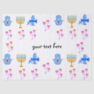 Hanukkah tissue Paper – Menorah, Hamsa, Dove Seidenpapier