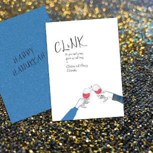 Hanukkah-Toast-Karte – „Prost“ Weinglas Cheers