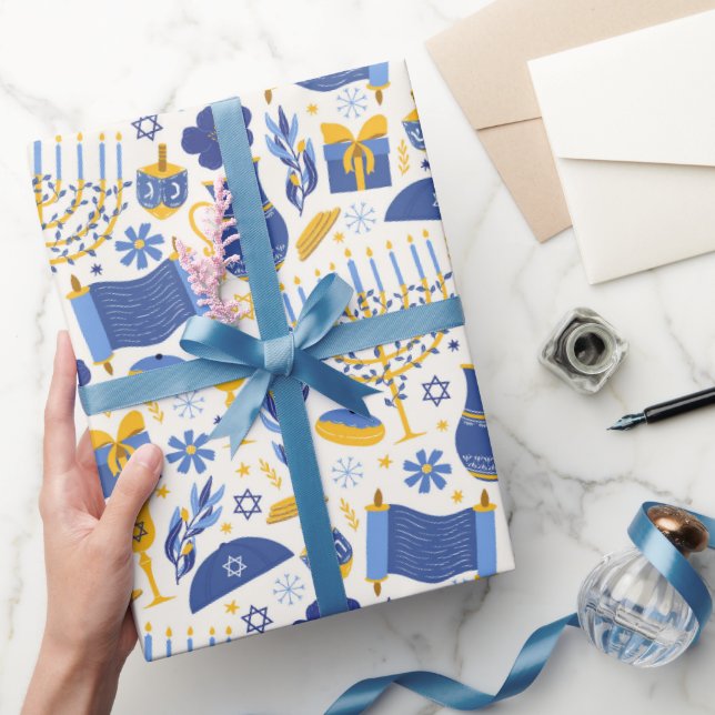 Hanukkah Torah Dreidel Star von David Menorah Gesc Geschenkpapier (Schenken)