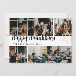 Hanukkah Typografie Blue Family Foto Collage Feiertagskarte