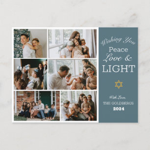 Hanukkah Typografie Blue Family Foto Collage Feiertagspostkarte