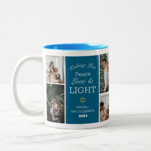 Hanukkah Typografie Blue Family Foto Collage Zweifarbige Tasse