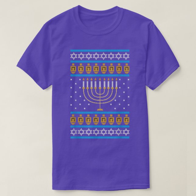 Hanukkah Ugly Sweater Weihnachten oder jüdisches H T-Shirt (Design vorne)