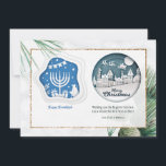 Hanukkah und Weihnachtsgrußkarte Feiertagskarte<br><div class="desc">Eine Karte für alle auf Ihrer Liste. (Hintergrund: rawpixel.com auf Freepik). (Bild von Freepik). Die Karte lässt sich leicht mit Ihren Formulierungen, Schriftart und Schriftart anpassen. Nicht genau das, was Sie suchen? Alle unsere Produkte können auf Ihre Bedürfnisse zugeschnitten werden, ohne Aufpreis. Kontaktieren Sie uns einfach unter askcottonlamb@gmail.com. Die Abstimmung...</div>