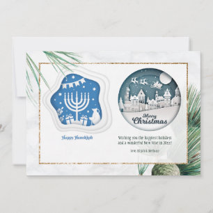 Hanukkah und Weihnachtsgrußkarte Feiertagskarte