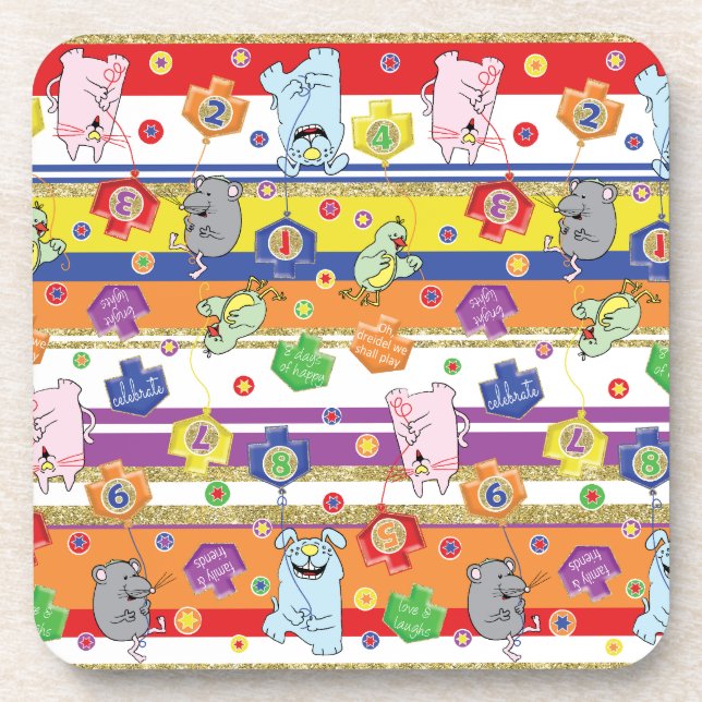 Hanukkah Untersetzer Mouse and Friends Party (Vorderseite)