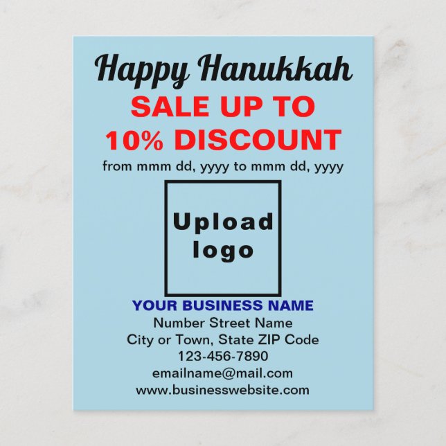 Hanukkah-Verkauf auf dem hellblauen Flyer (Vorne)