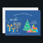Hanukkah Weihnachtsgrüße Feiertagskarte<br><div class="desc">Feiern Sie die Festzeit des Lichts und des Friedens mit dieser Grußkarte. (Bild von Freak). Die Karte ist leicht anzupassen mit Ihrer Wortwahl, Schriftart und Schriftfarbe. Nicht genau das, was Sie suchen? Alle unsere Produkte können individuell gestaltet werden, um Ihren Anforderungen gerecht zu werden, ohne zusätzliche Kosten. Kontaktieren Sie uns...</div>
