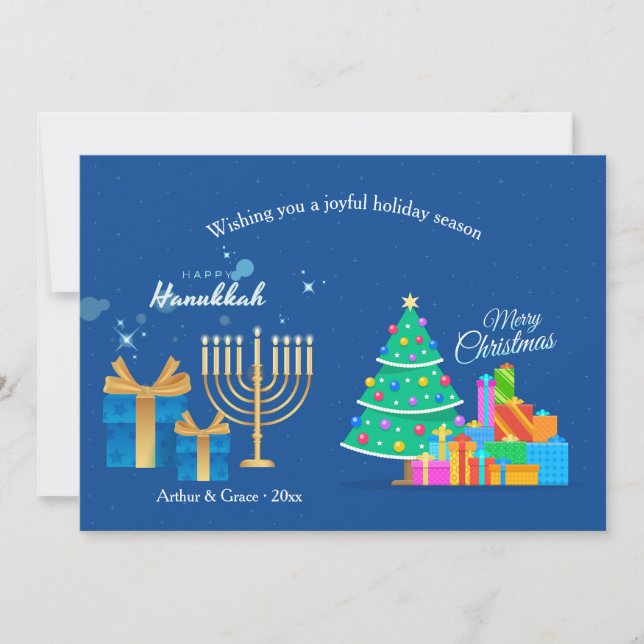 Hanukkah Weihnachtsgrüße Feiertagskarte (Vorderseite)