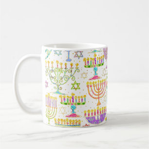 Hanukkah White Gold Menorah Star von David Kaffeetasse