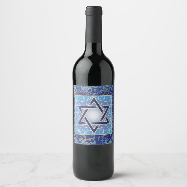 Hanukkah Wine Labels Jüdische Flaschenetiketten Weinetikett (Vorderseite)