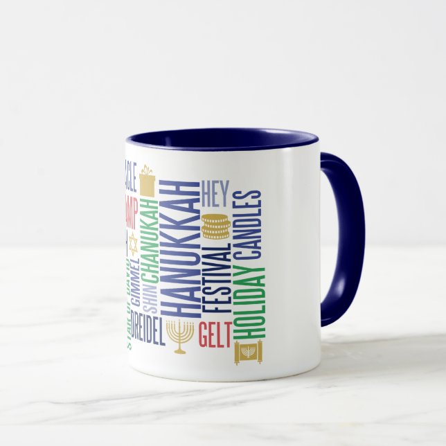 Hanukkah Words Holiday Coffee Tasse (VorderseiteRechts)