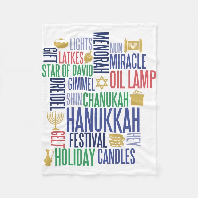 Hanukkah Words Holiday Fleece Blanket (Vorderseite)
