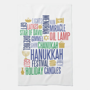 Hanukkah Words Holiday Kitchen Handtuch
