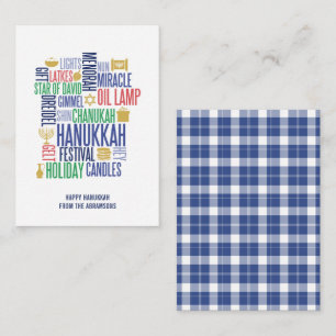 Hanukkah Words Holiday Mini-Karte Mitteilungskarte