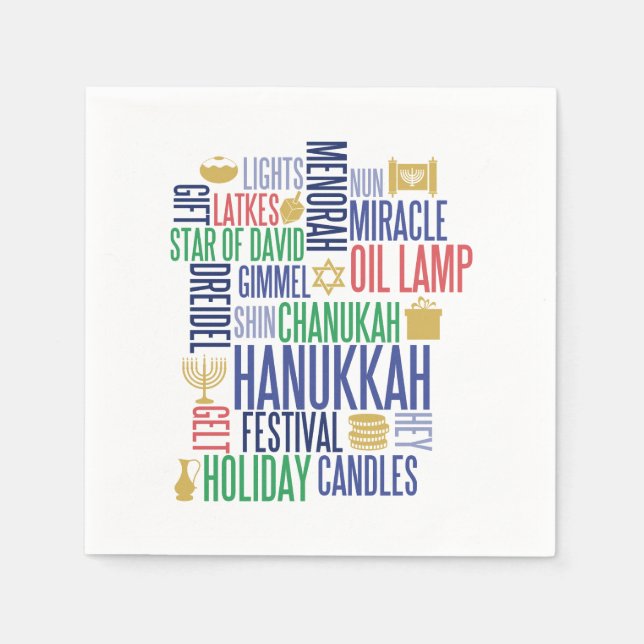 Hanukkah Words Holiday Paper Napkins Serviette (Vorderseite)