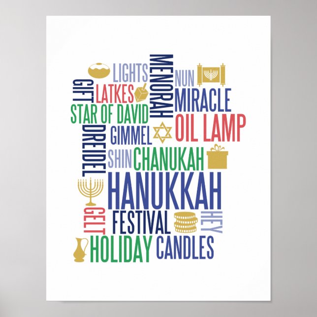 Hanukkah Words Holiday Poster-Zeichen Poster (Vorne)
