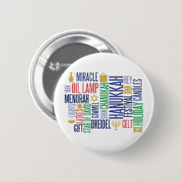 Hanukkah Words Holiday Round Button