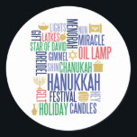 Hanukkah Words Holiday Round Stickers<br><div class="desc">Weitere Koordinierungsaufgaben finden Sie in unserer Sammlung "Hanukkah Words Holiday".</div>
