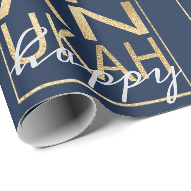 Hanukkah Wrapping Paper Chanukah Happy Gold Geschenkpapier (Rolleneckpunkt)
