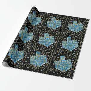 Hanukkah Wrapping Paper "Elegant Dreidels" Geschenkpapier
