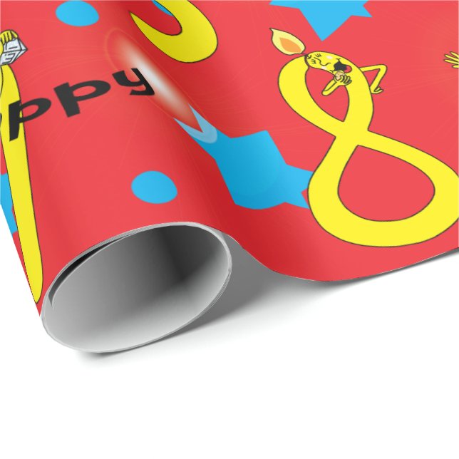 Hanukkah Wrapping Paper "Happy Hanukkah Numbers" Geschenkpapier (Rolleneckpunkt)