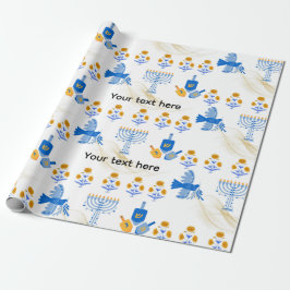 Hanukkah Wrapping Paper – Menorah, Dove, Dreidel Geschenkpapier