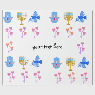 Hanukkah Wrapping Paper – Menorah, Hamsa, Dove Geschenkpapier
