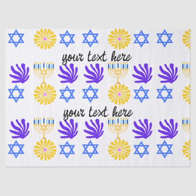 Hanukkah Wrapping Paper – Menorah, Star of David Seidenpapier (Vorderseite)