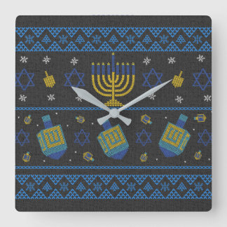 Hanukkah-Wurfkissen Quadratische Wanduhr
