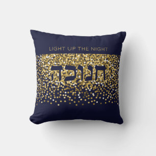 Hanukkah zündet den Nachtgolden/Navy-Glitzer an Kissen