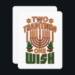 Hanukkah zwei Traditionen One Wish Christmukkah Feiertagskarte<br><div class="desc">Hanukkah wünscht sich mit dieser coolen und niedlichen Zwei Traditionen One Wish Karte mit dem Stern von David,  Weihnachtsbäumen und einer Menorah. Passen Sie die Nachricht auf der Rückseite an,  indem Sie auf den Link "Personalisieren" oben klicken</div>