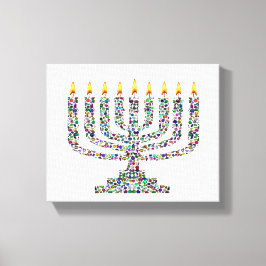 Hanukkia aus Edelsteinen auf Leinwand gedruckt