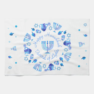 Hanukkia Frohes Chanukka Jüdischer Feiertag Menora Geschirrtuch