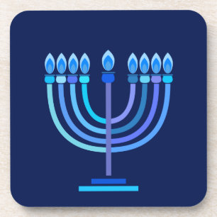 Hanukkia Frohes Chanukka Jüdischer Feiertag Menora Getränkeuntersetzer