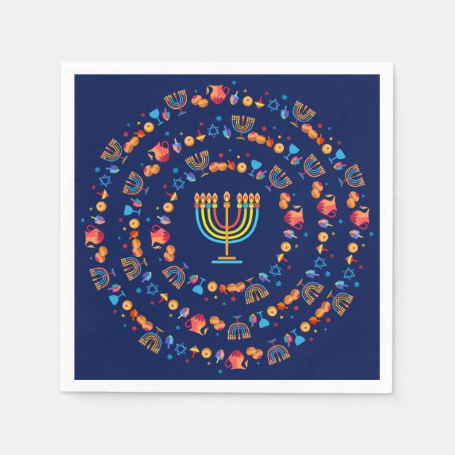 Hanukkiah Happy Hanukkah Jewish dreidel Menorah Serviette (Vorderseite)
