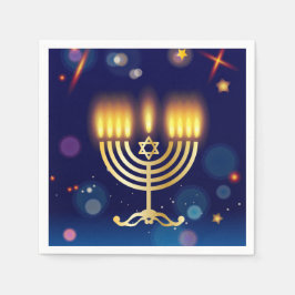 Hanukkiah Happy Hanukkah Jewish Gold Menorah Serviette