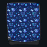 Hanukkiah Happy Hanukkah Jewish Holiday Menorah<br><div class="desc">Hanukkiah-Symbol. Happy Hanukkah Party jüdischer Urlaub Blue Menorah Muster. Jüdisches Holiday Chanukkah Dekoration mit traditionellem Chanuka Dekorationssymbol - Navy Blue Farbe hanukkiah menorah, Kerzenhalter mit Kerzen, Stern von David und neon blaue Lichter Illustration. Hanukkah Festival der Lichter Event Dekoration. Jerusalem, Israel.Zubehör > Beutel & Wallets > Backpacks Judaika Modernes Design...</div>