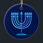 Hanukkiah Happy Hanukkah Jewish Holiday Menorah Keramik Ornament<br><div class="desc">Hanukkiah-Symbol. Happy Hanukkah Party Jüdischer Urlaub Blue Menorah. Jüdisches Holiday Chanukkah Dekoration mit traditionellem Chanuka Dekorationssymbol - Navy Blue Farbe hanukkiah menorah, Kerzenhalter mit Kerzen, Stern von David und neon blaue Lichter Illustration. Hanukkah Festival der Lichter Event Dekoration. Jerusalem, Israel.Zuhause > Zuhause Décor > Weihnachtsdekoration > Judaika Ornamente Modernes Design...</div>