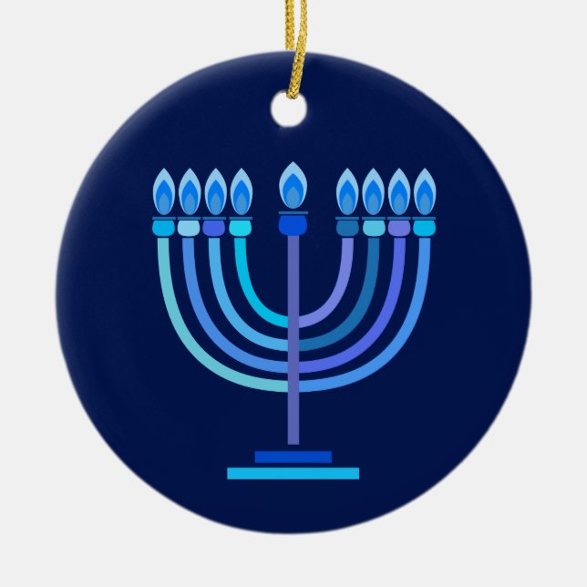Hanukkiah Happy Hanukkah Jewish Holiday Menorah Keramik Ornament (Vorne)