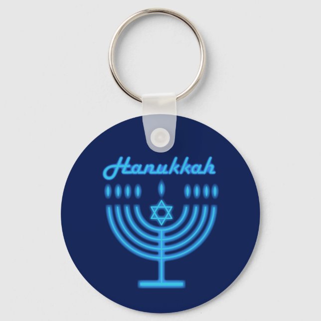Hanukkiah Happy Hanukkah Jewish Holiday Menorah Schlüsselanhänger (Vorderseite)