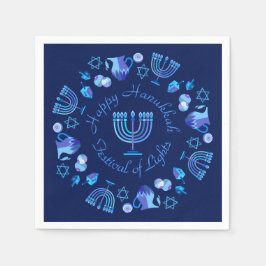 Hanukkiah Happy Hanukkah Jewish Holiday Menorah Serviette